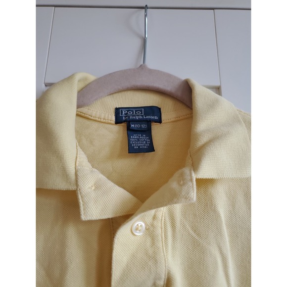 Polo Ralph Lauren Shirt Tee Yellow Navy Embroidered Pony Boys Medium 10 -12 - Picture 2 of 4
